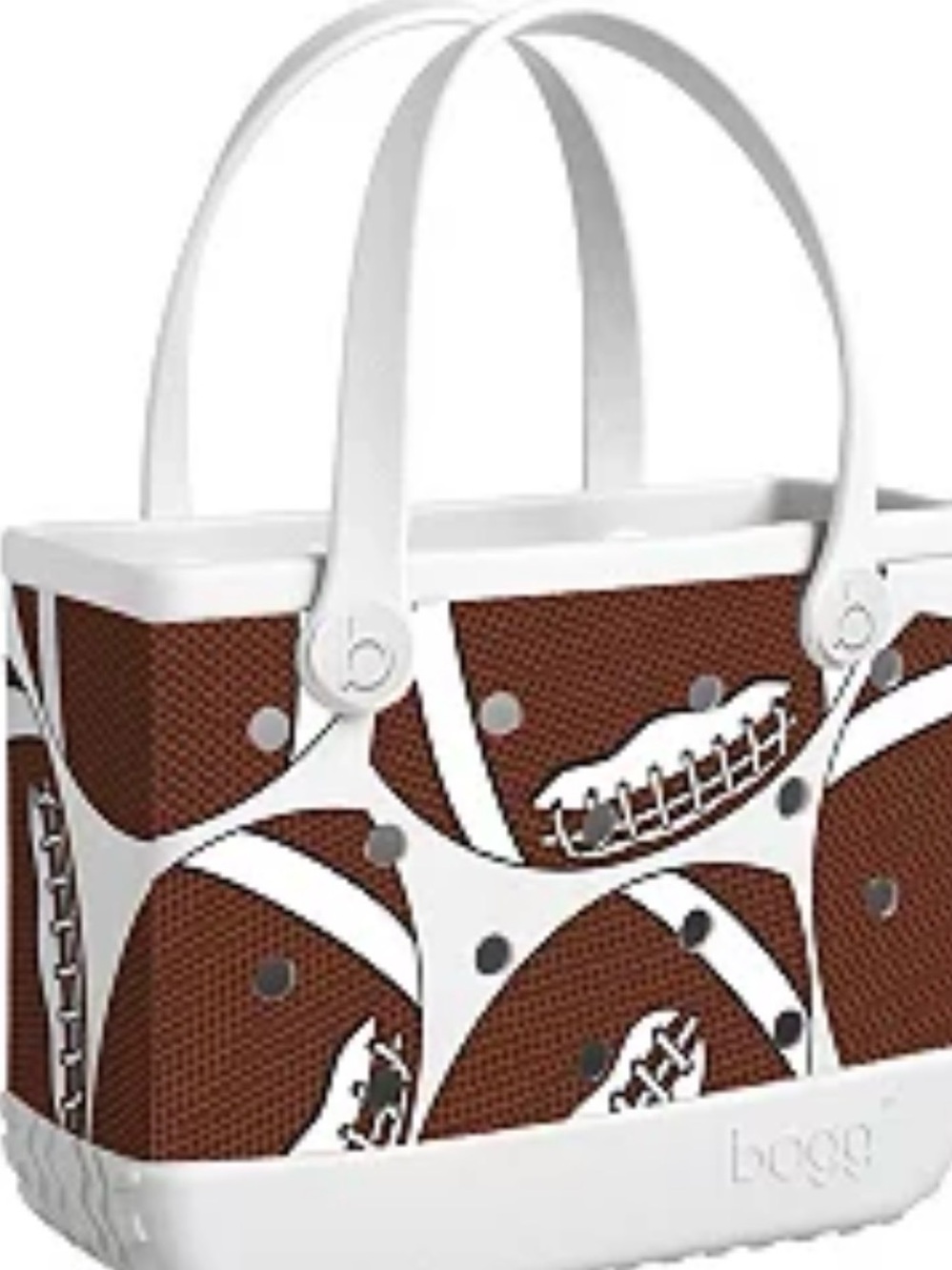 BOGG BAG White and Brown Football-Print Tote - NWOT